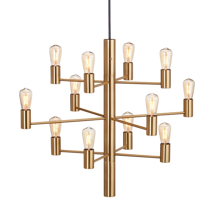 Manola 12 chandelier, satin brass Herstal