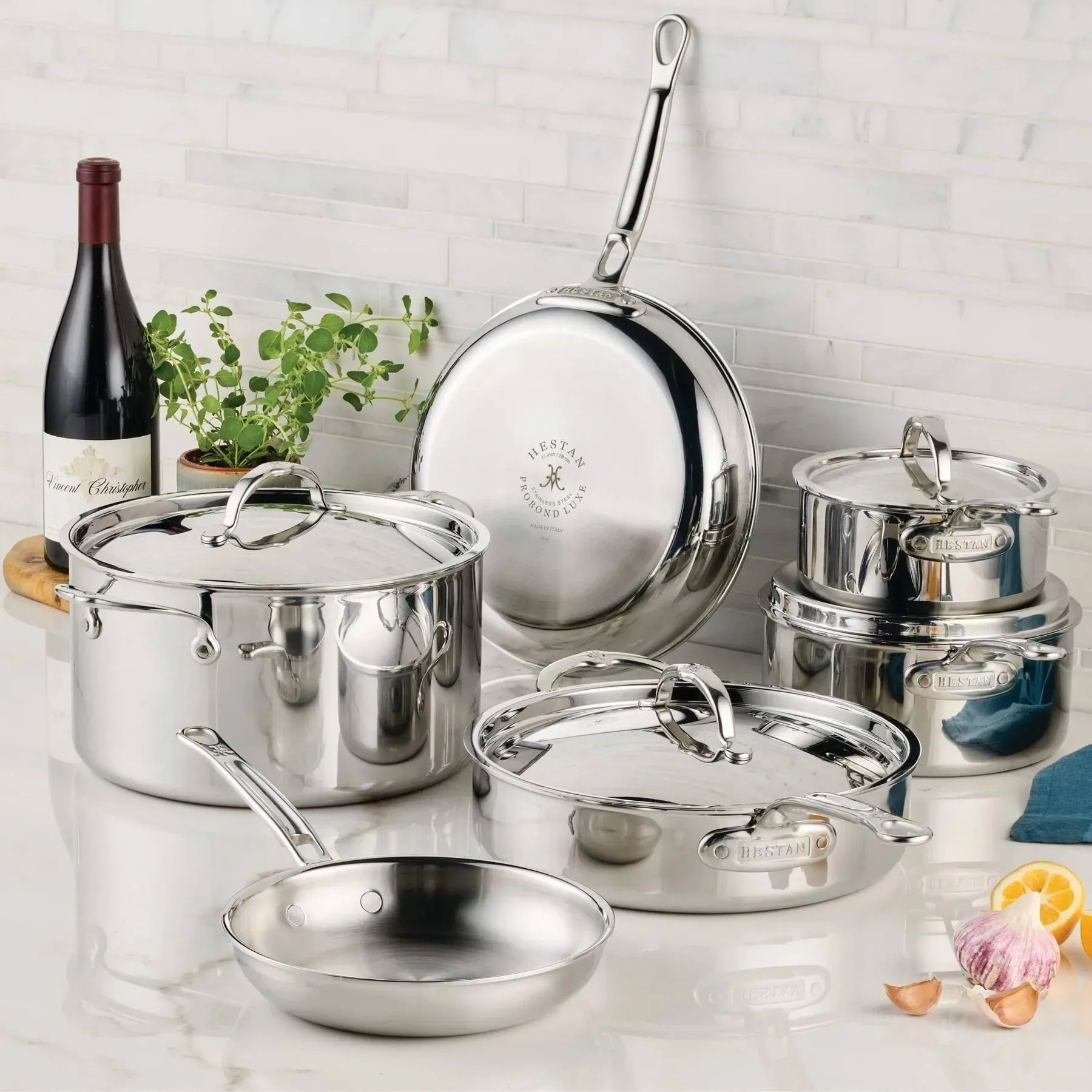 Hestan ProBond Luxe pot and frying pan set, Stainless steel, 10 pieces Hestan