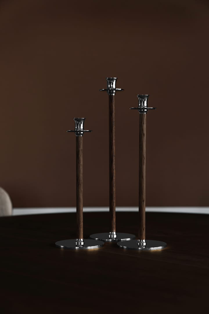 Alto Basso candle holder 35 cm, Nickel-plated brass Hilke Collection