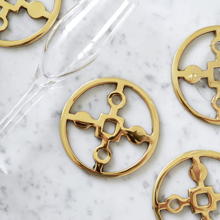 Anima Gemella coaster 4-pack, Solid brass Hilke Collection
