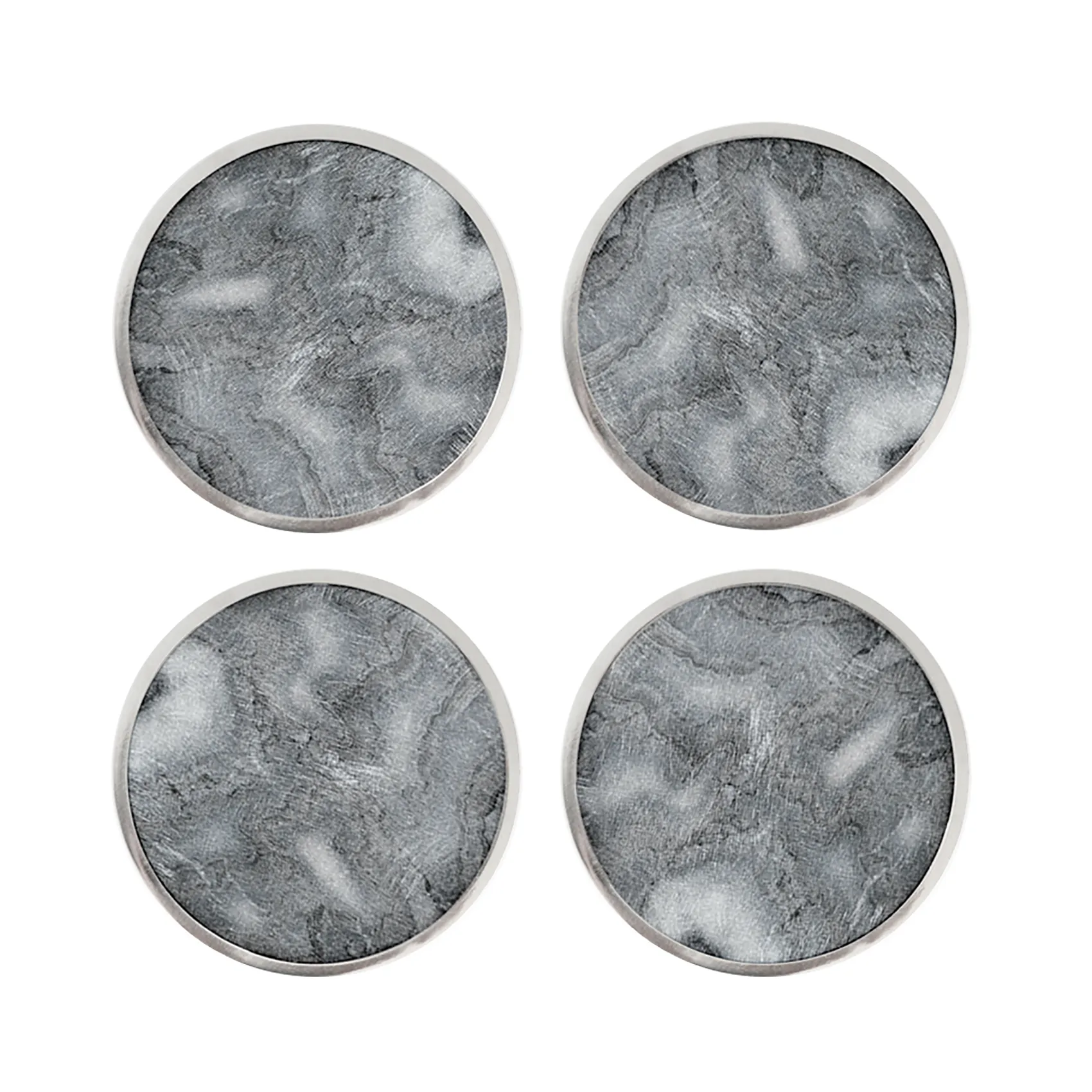 Hilke Collection coaster Ø10 cm 4-pack, Marble-gray-nickel Hilke Collection