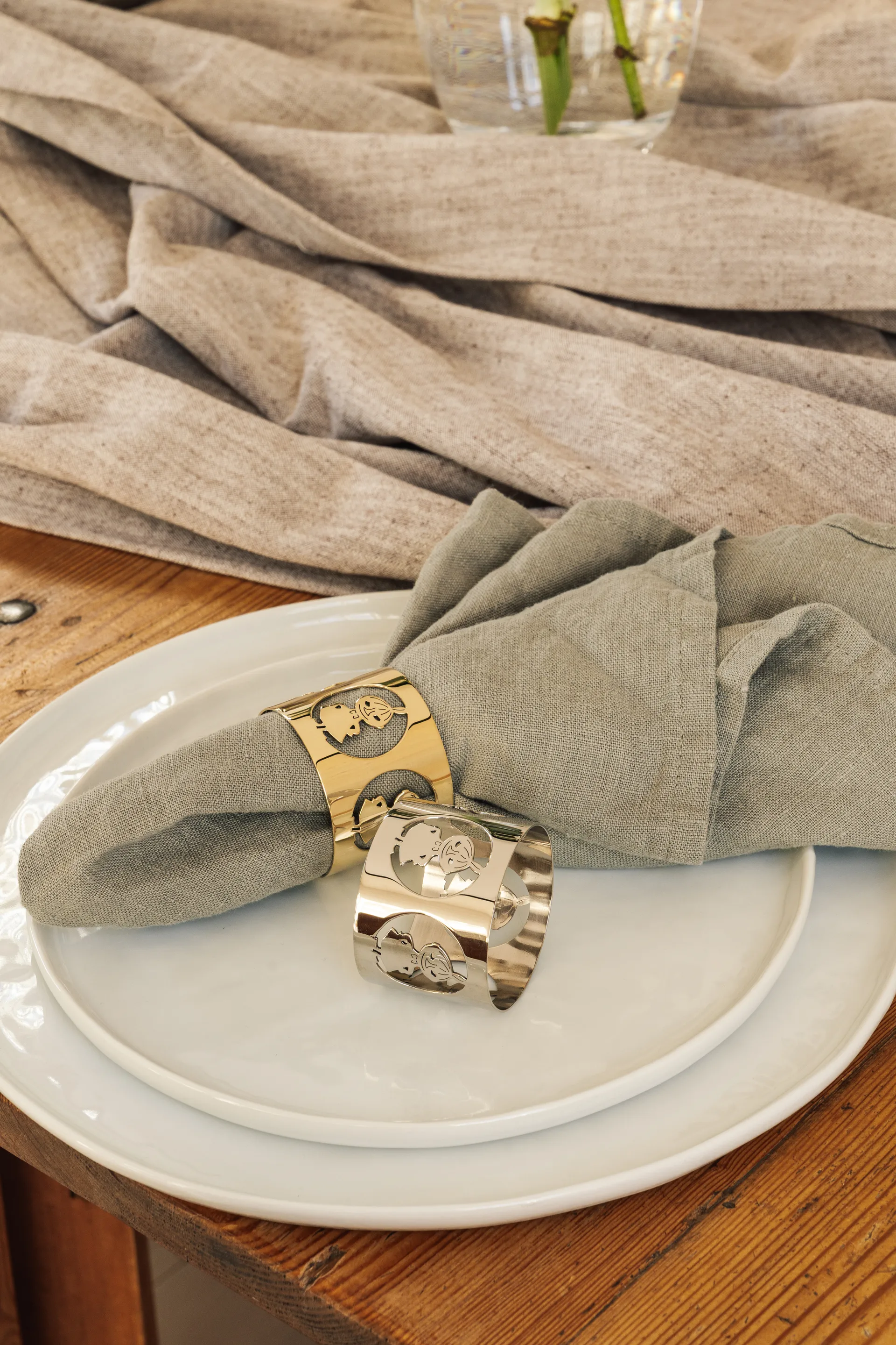 Hilke X Moomin napkin ring Little My 2-pack, Nickel-plated brass Hilke Collection