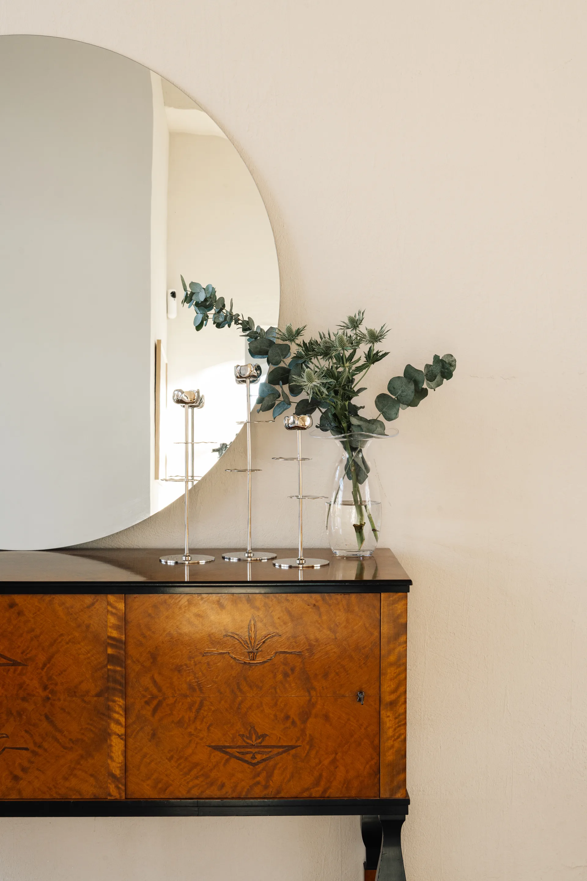 Ninfea Alta candlestick 30 cm, Nickel-plated brass Hilke Collection