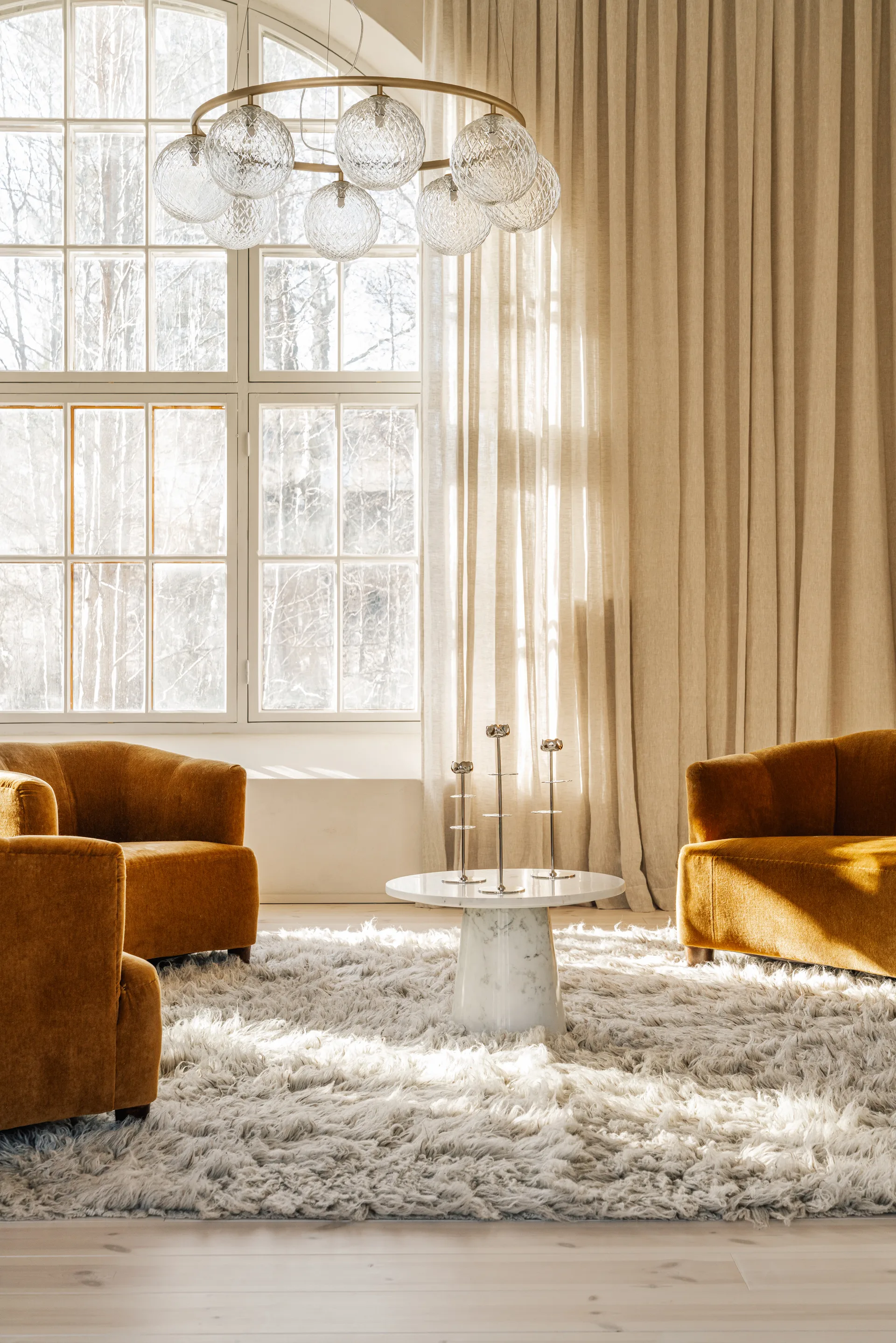 Ninfea Alta candlestick 40 cm, Nickel-plated brass Hilke Collection