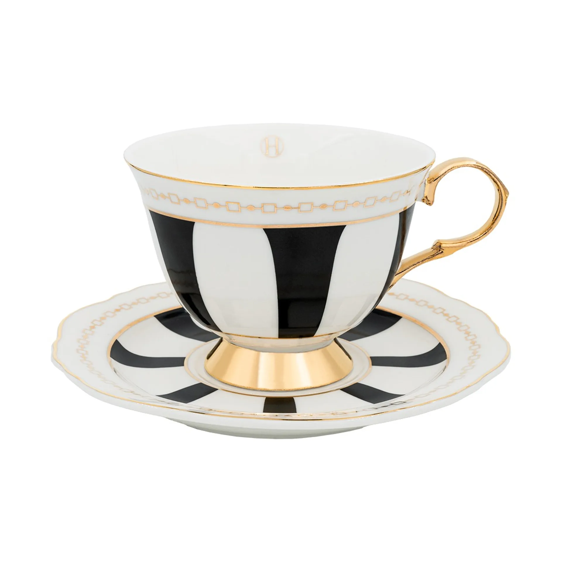 Strisce Nero cup with saucer, 22 cl Hilke Collection