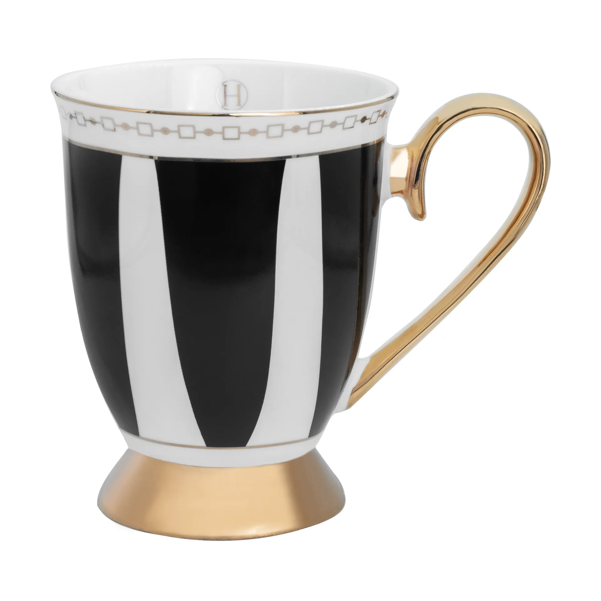 Strisce Nero Mug 28 cl, Black-white-gold Hilke Collection