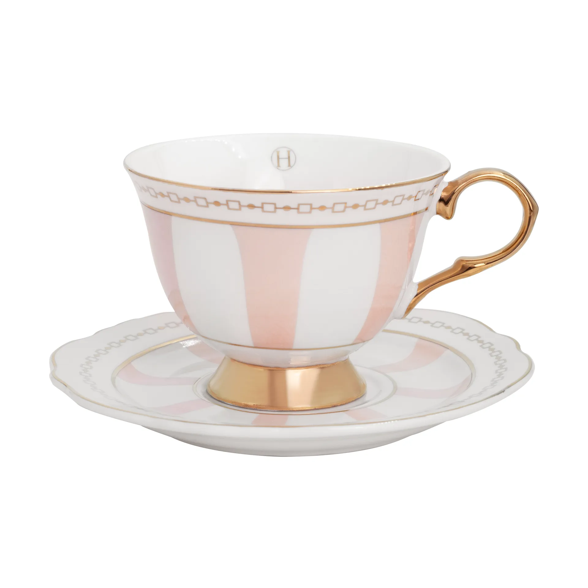 Strisce Rosa cup with saucer, 22 cl Hilke Collection
