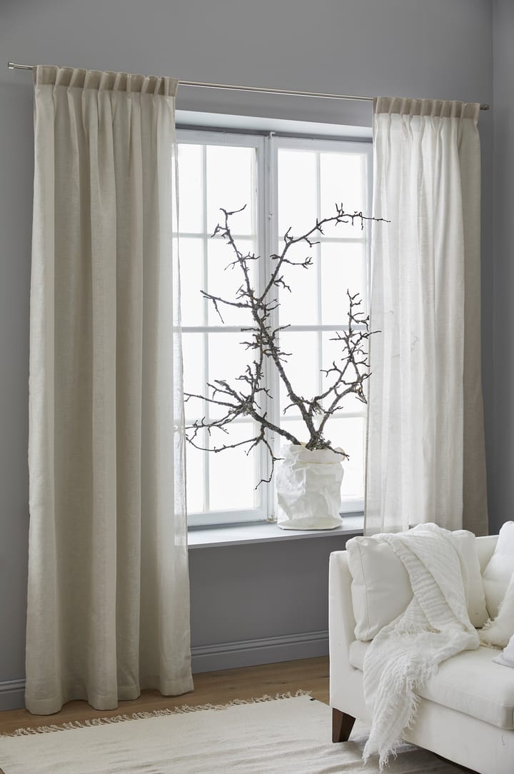 Dalsland curtain with heading tape and channel, Oatmeal Himla