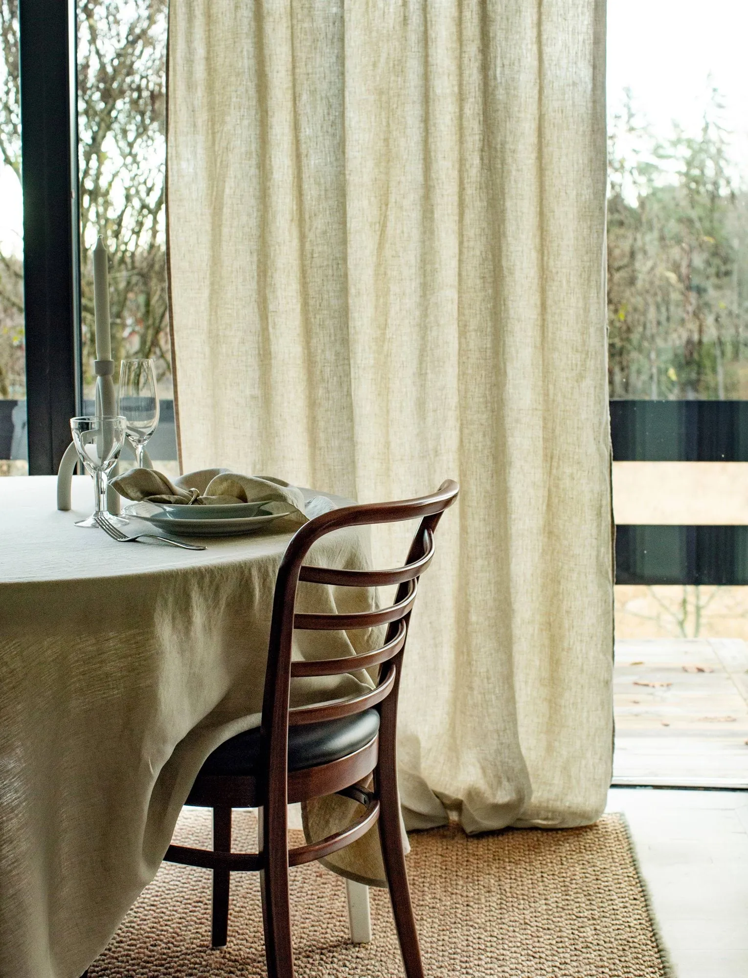 Sunrise curtain with pleat band 280x290 cm, Organic (green) Himla