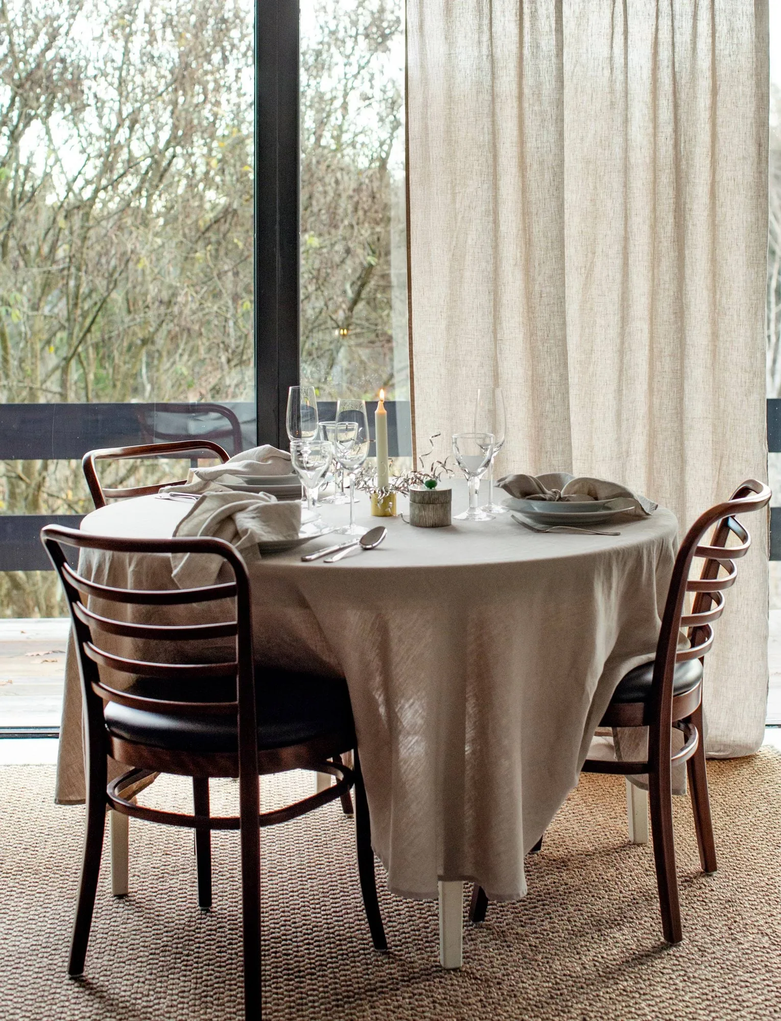 Sunrise round linen tablecloth, Vintage (grey), Ø160 cm Himla