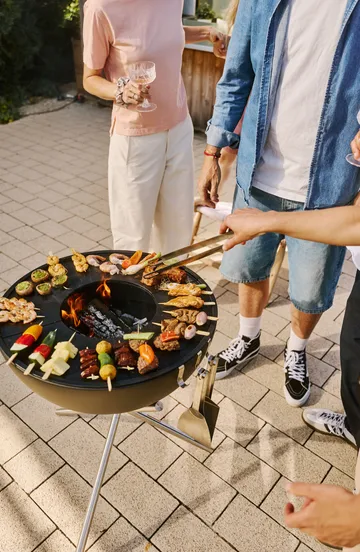 BOWL 57 fireplace - Black-silver, tripod stand - Höfats
