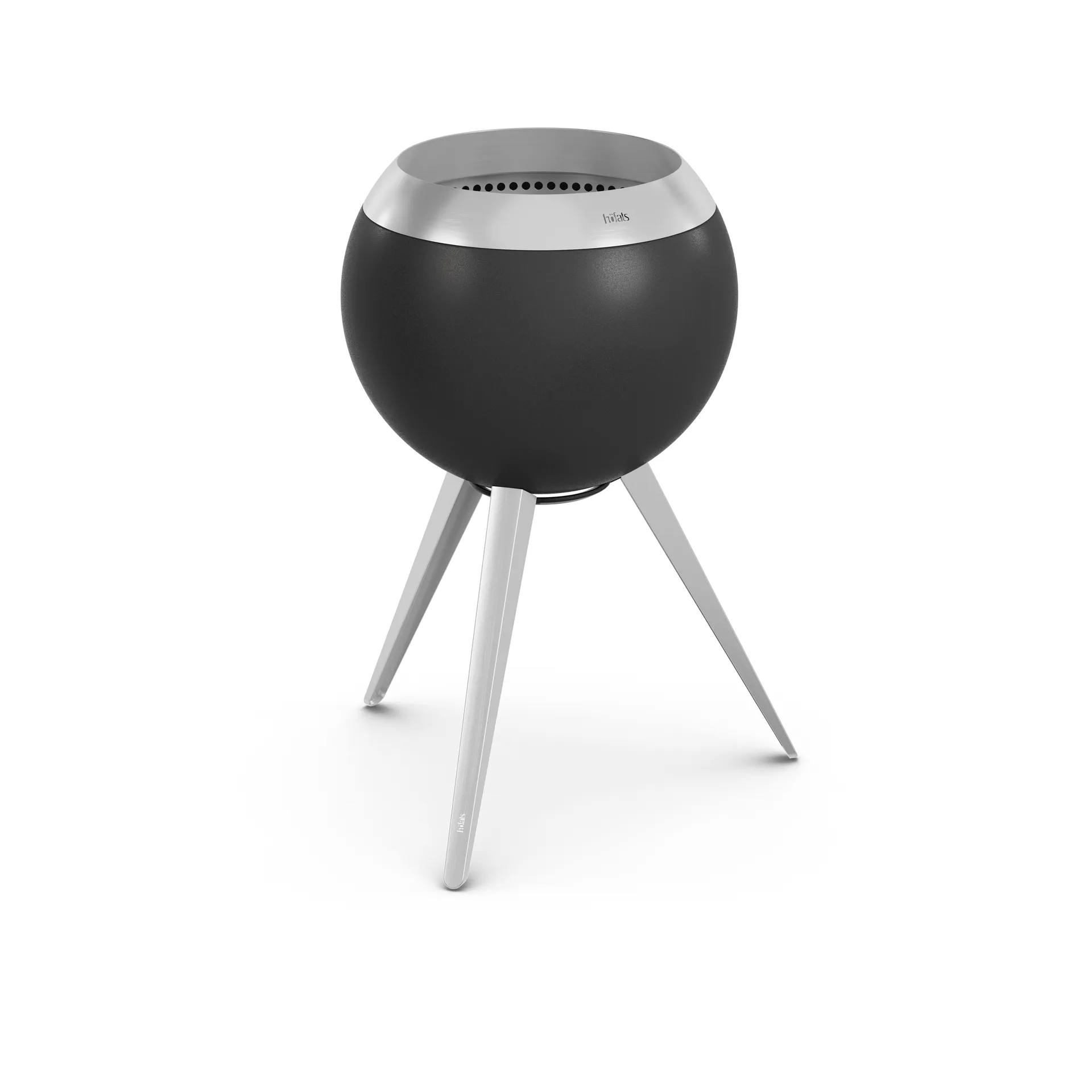 MOON 45 fireplace, Black-silver, tall stand Höfats