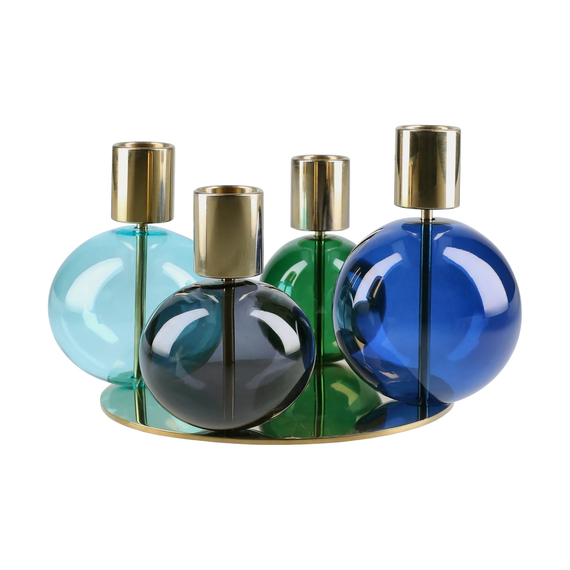 Bubble 4-arm candlestick Ø17.5x12 cm, Blue-green-smoke Holmegaard