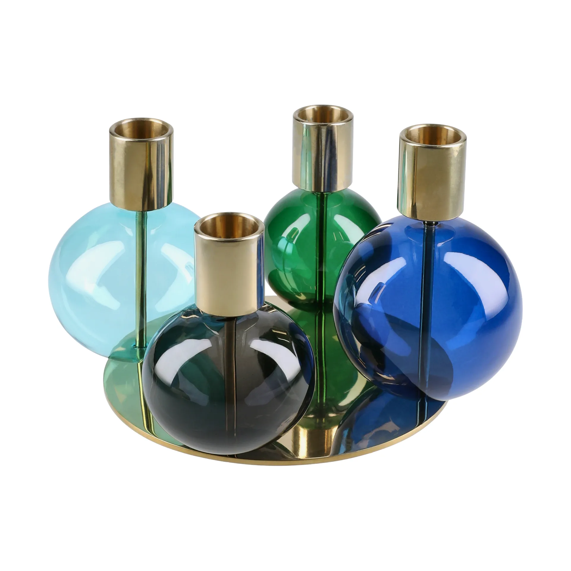 Bubble 4-arm candlestick Ø17.5x12 cm, Blue-green-smoke Holmegaard
