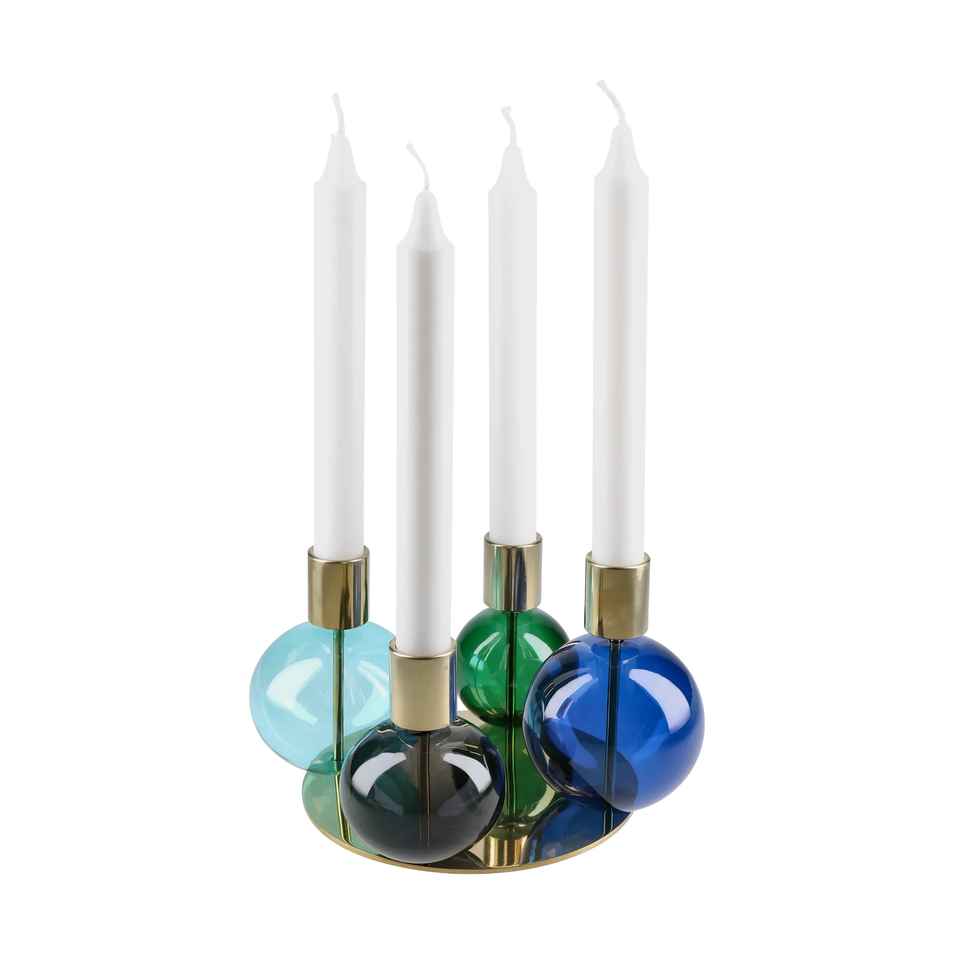 Bubble 4-arm candlestick Ø17.5x12 cm, Blue-green-smoke Holmegaard