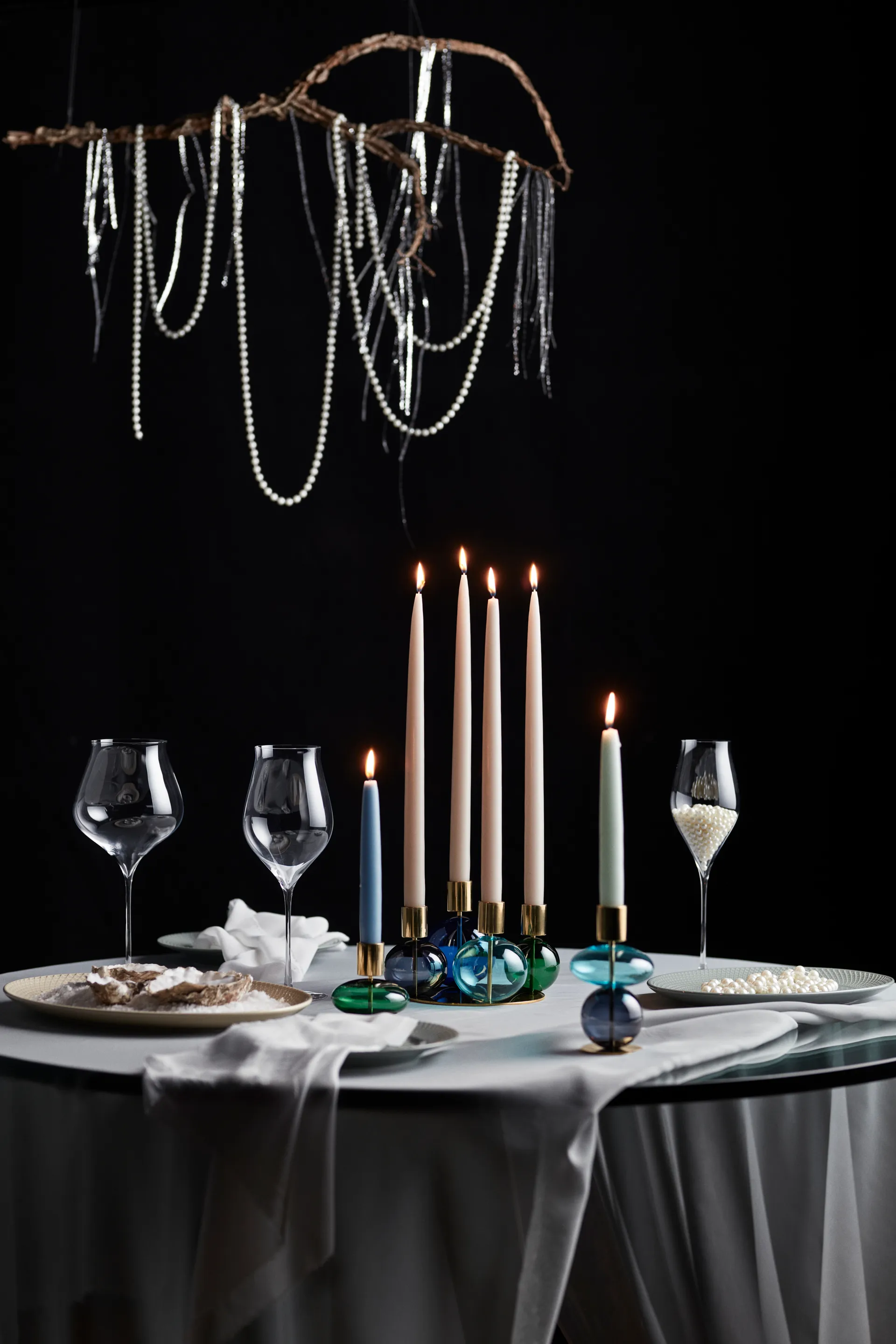 Bubble candle holder 8 cm, Green Holmegaard