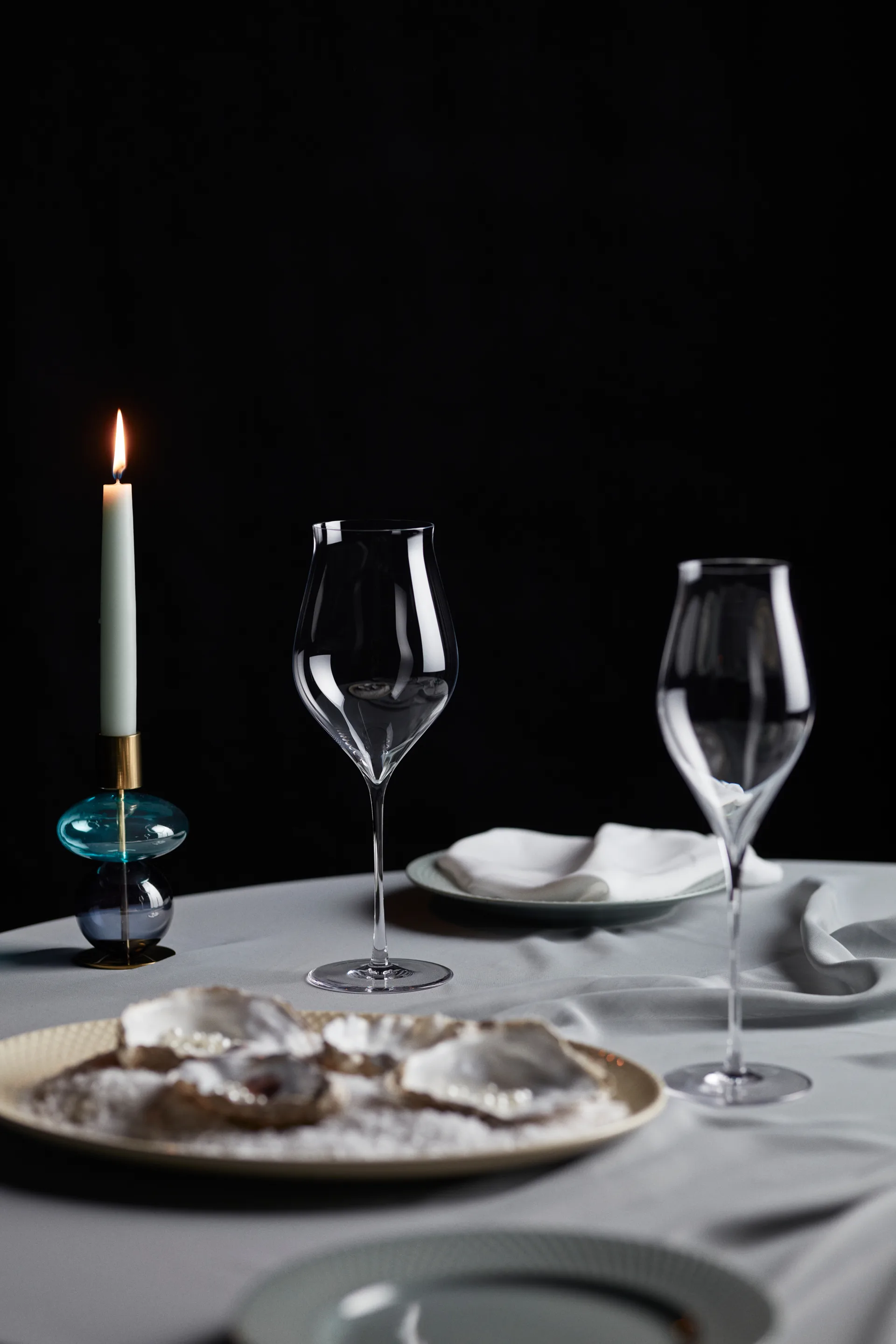Bubble candleholder 14 cm, Blue-smoke Holmegaard