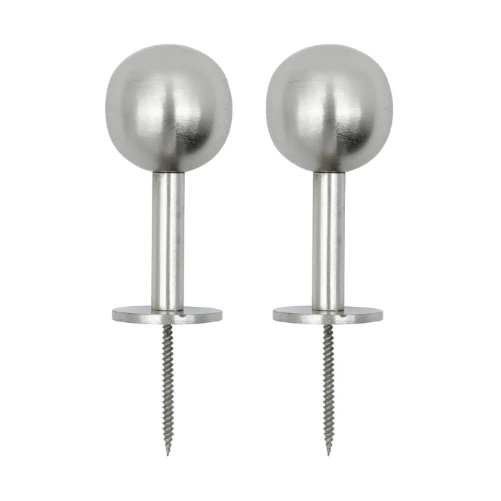 Ball hook 2-pack - Silver finish, Ø8x4 cm - House Doctor