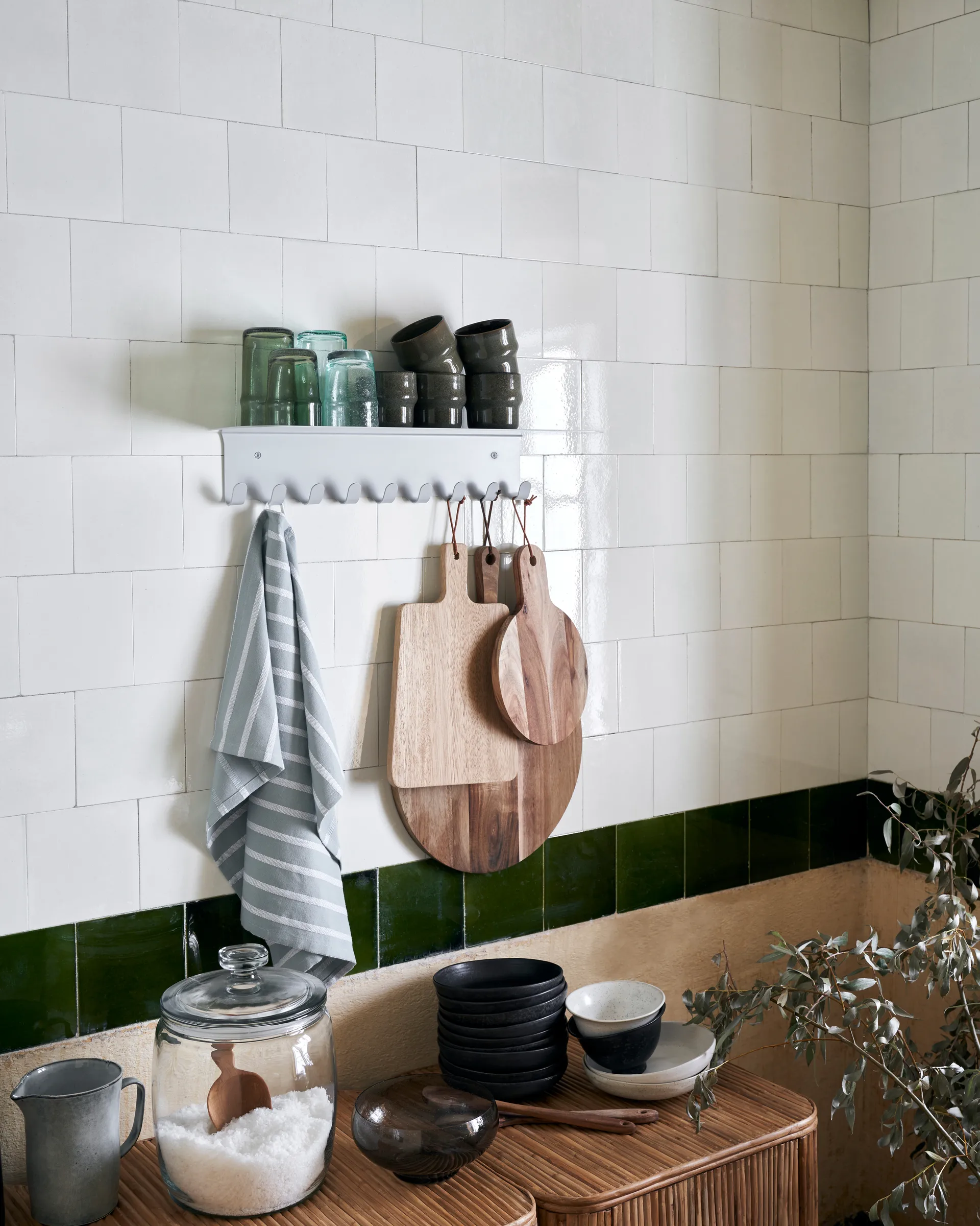 Book rack 9 hooks 18x60 cm, Light gray House Doctor