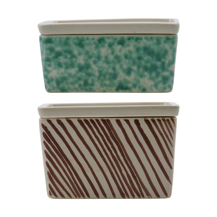 Diva storage boxes 2 parts - Green-brown - House Doctor