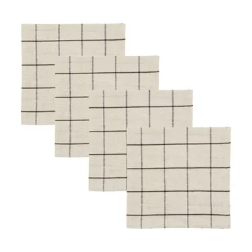 Join cloth napkin 40x40 cm 4-pack - Black-off white - House Doctor
