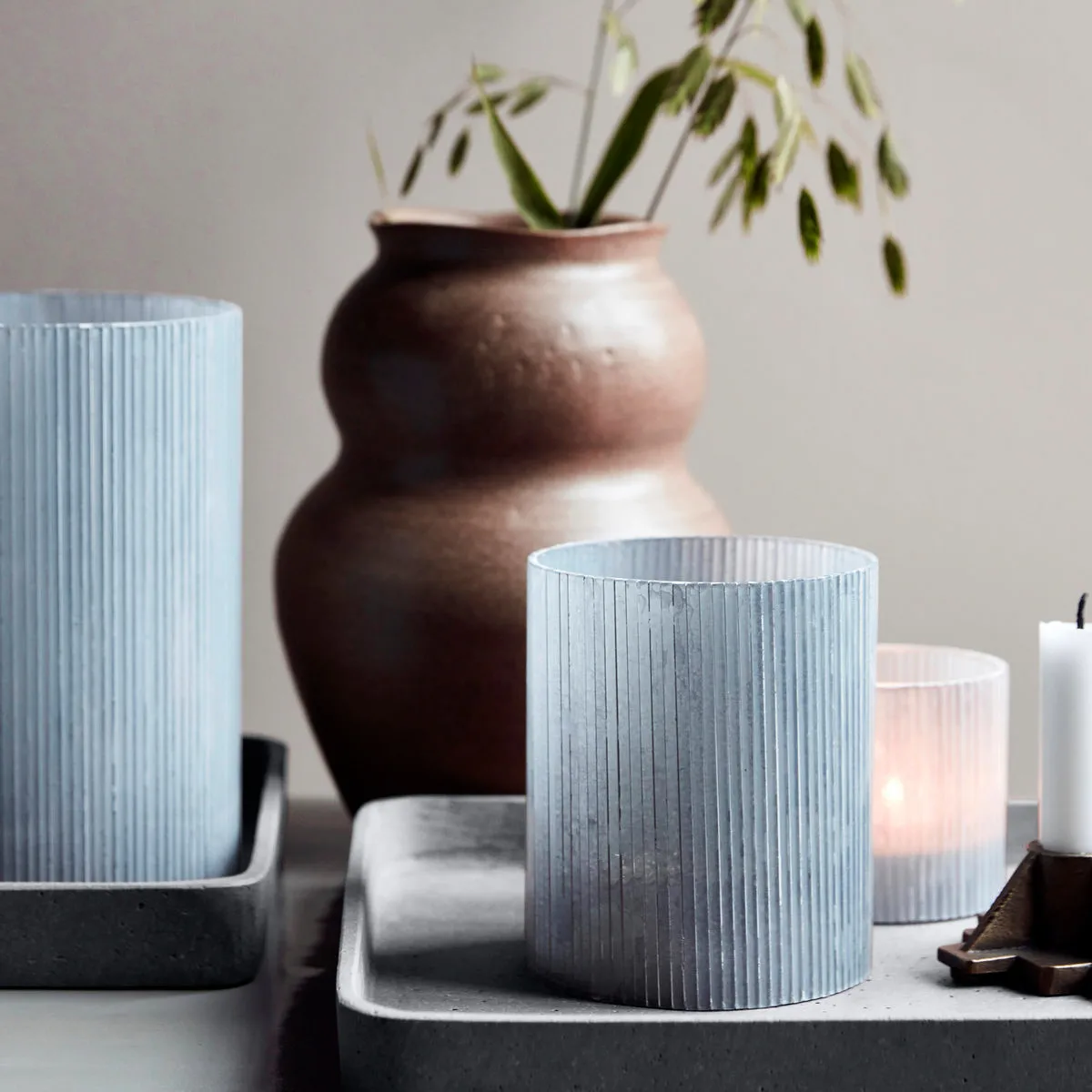 Mirr tea light holder 12.5 cm, Frost grey House Doctor