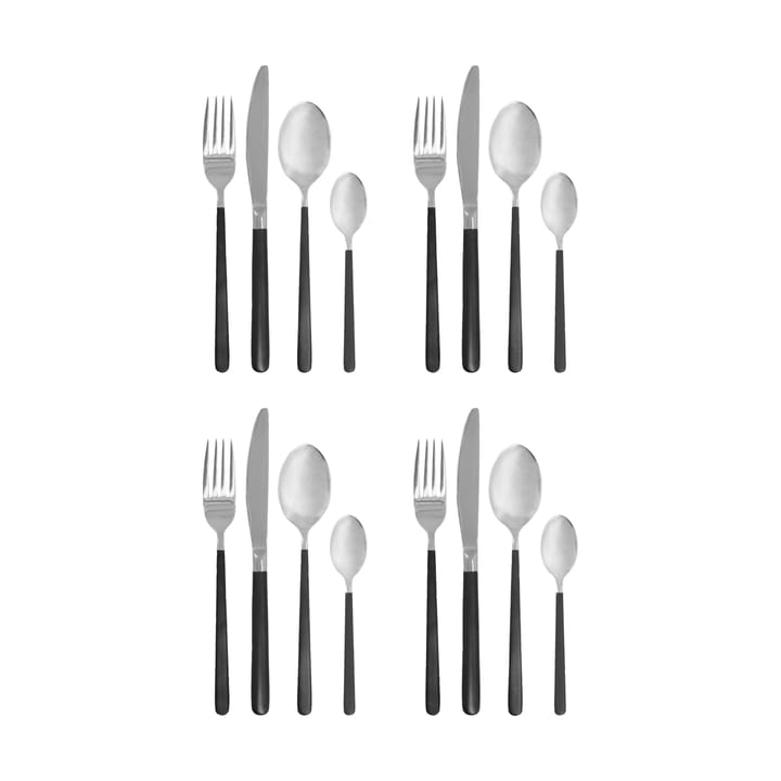 Ox cutlery set 16 pieces - Black-silver - House Doctor