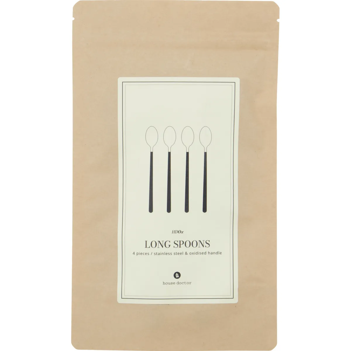Ox long spoon 4-pack, Black-silver House Doctor