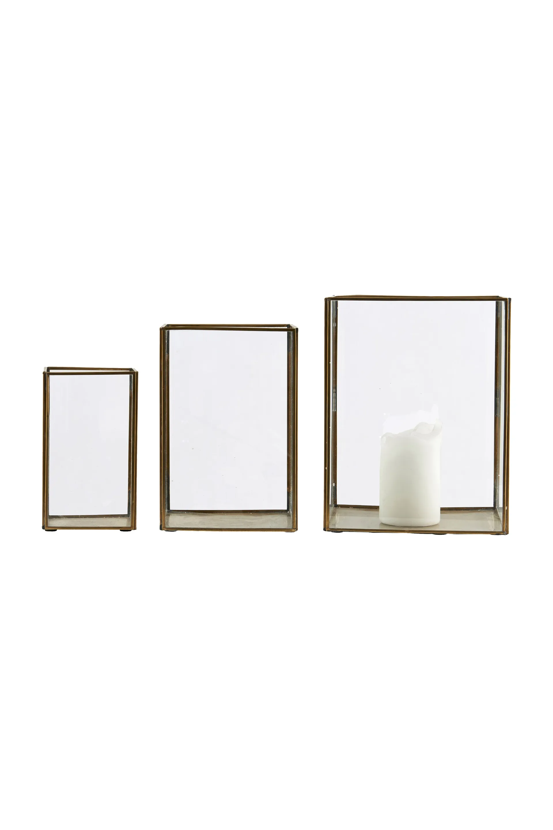 Pillar candle lantern set of 3, Brass House Doctor