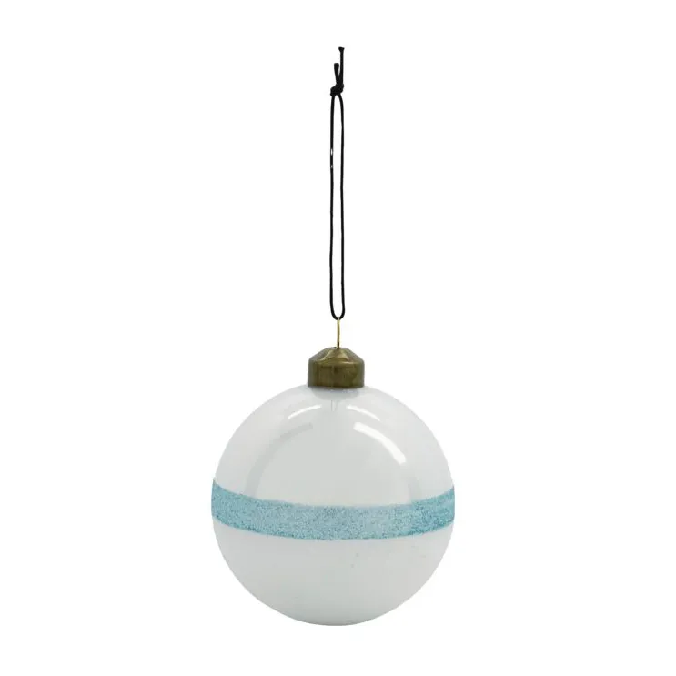 Stripe Christmas Bauble Ø8 cm, Light blue House Doctor
