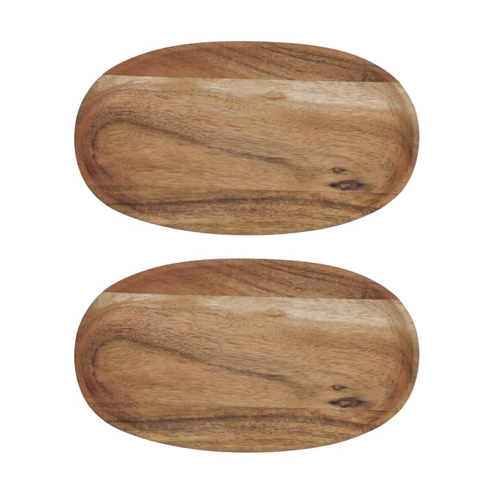 Wood tray 12.5x22.5 cm 2-pack - Nature - House Doctor