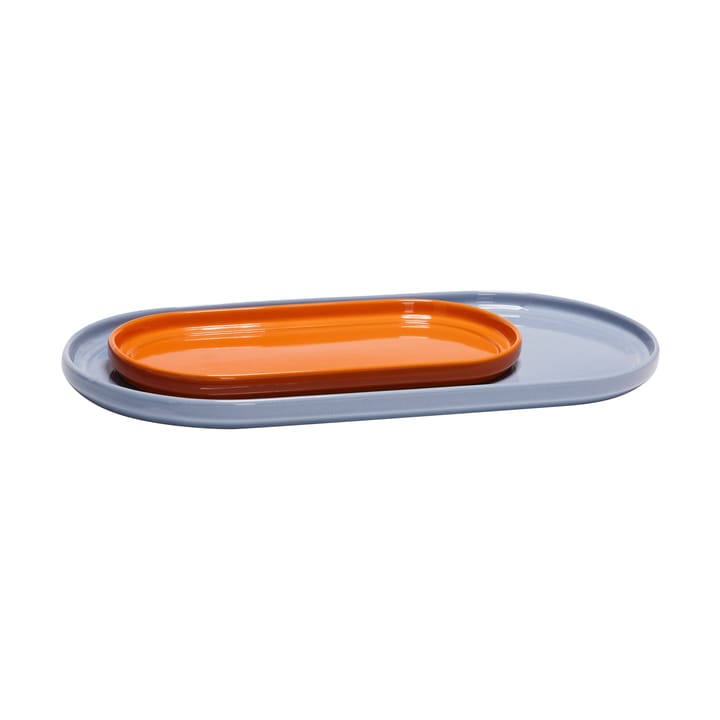 Amare serving tray set 2 pieces - Light blue-orange - Hübsch