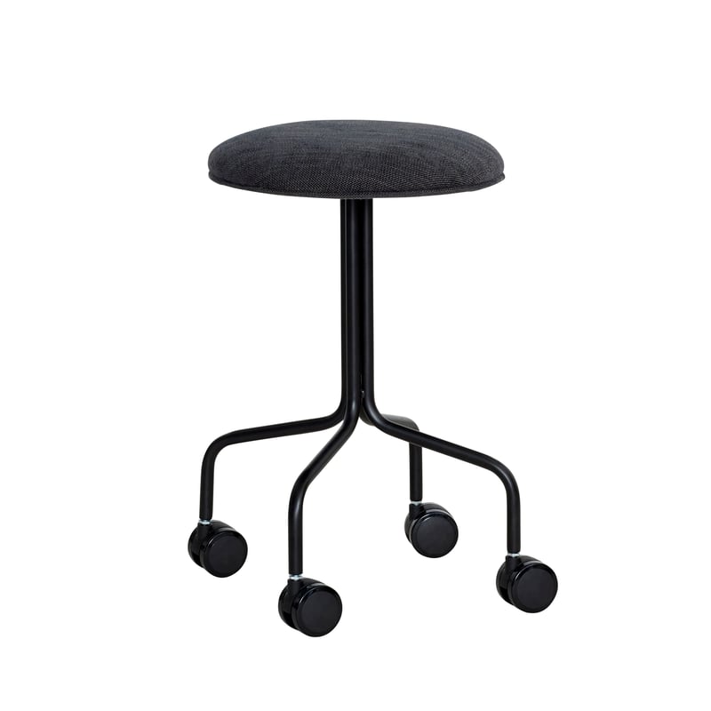 Hübsch Architect stool with Wheels Ø44 cm Black