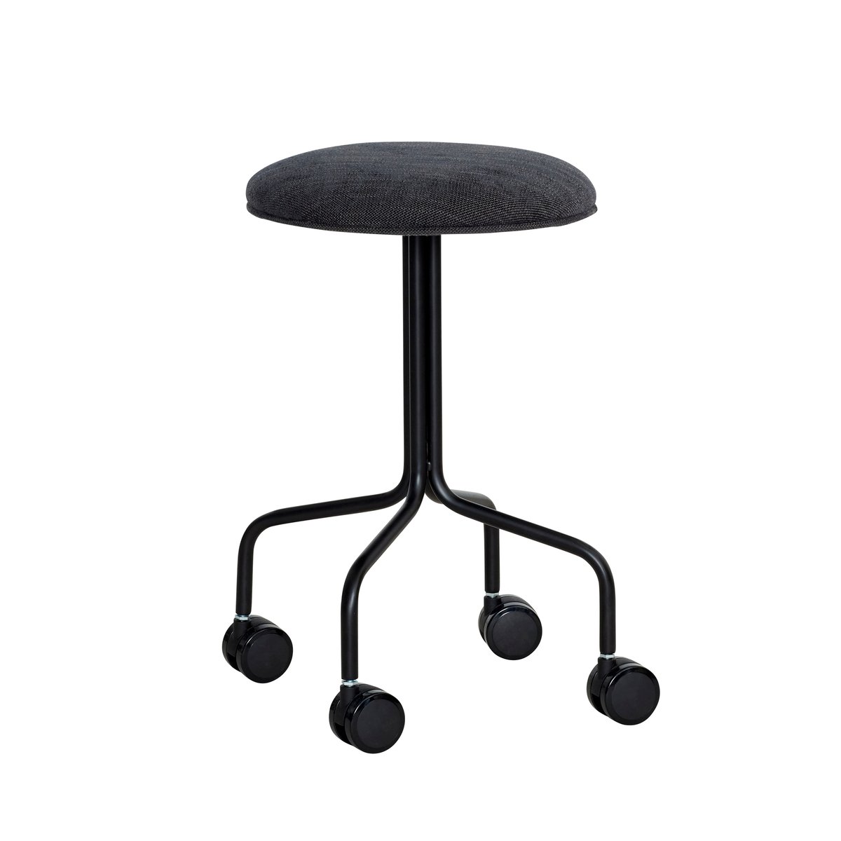 Hübsch Architect stool with Wheels Ø44 cm Black