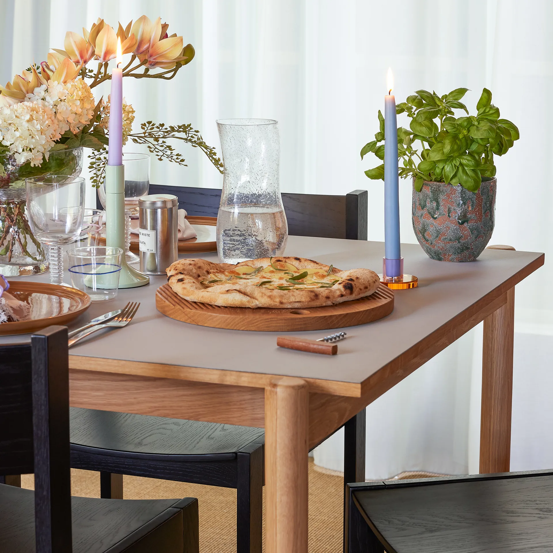 Astra candle holder small, Blue-green Hübsch Interior