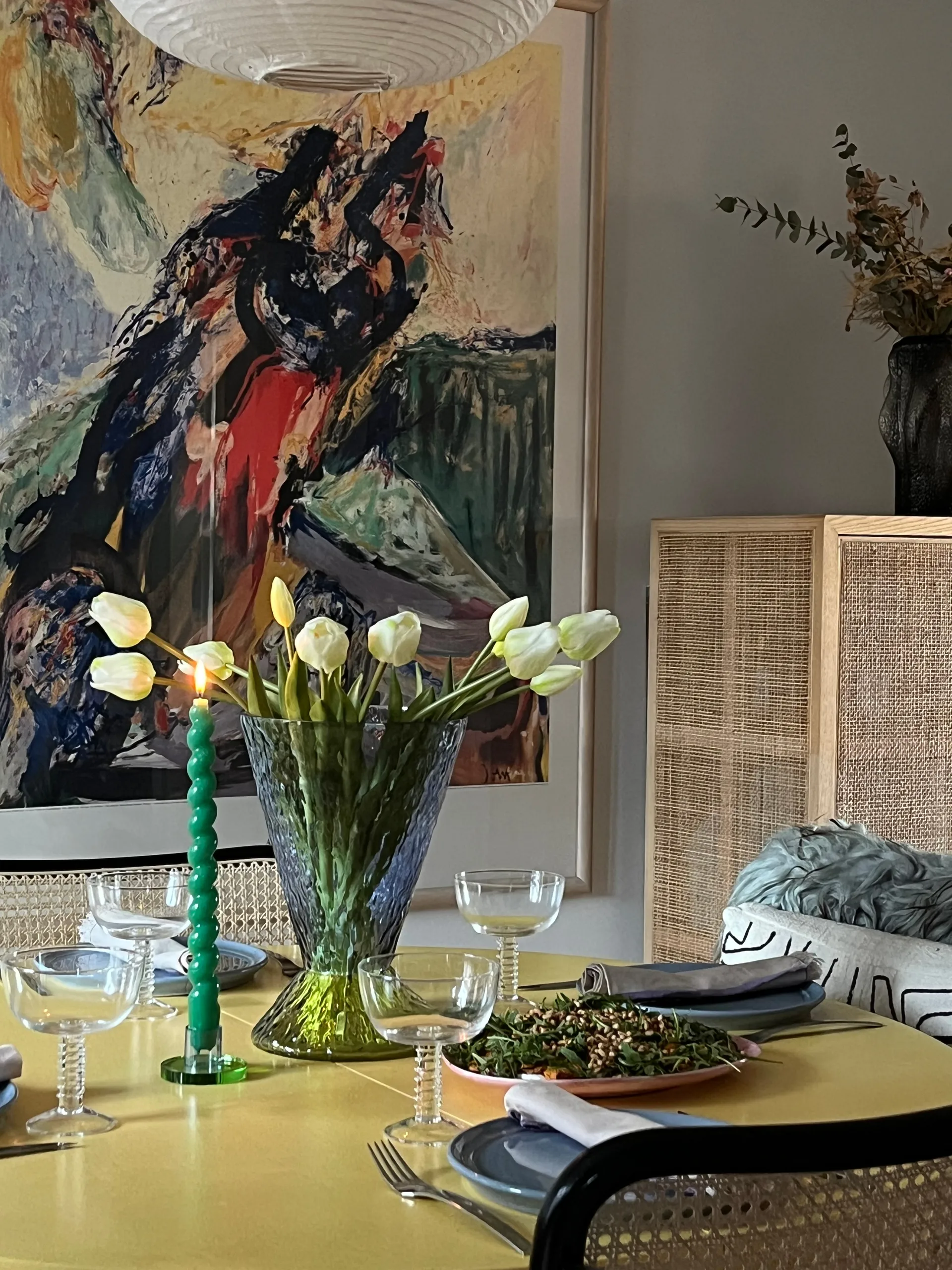 Astra candle holder small, Blue-green Hübsch Interior