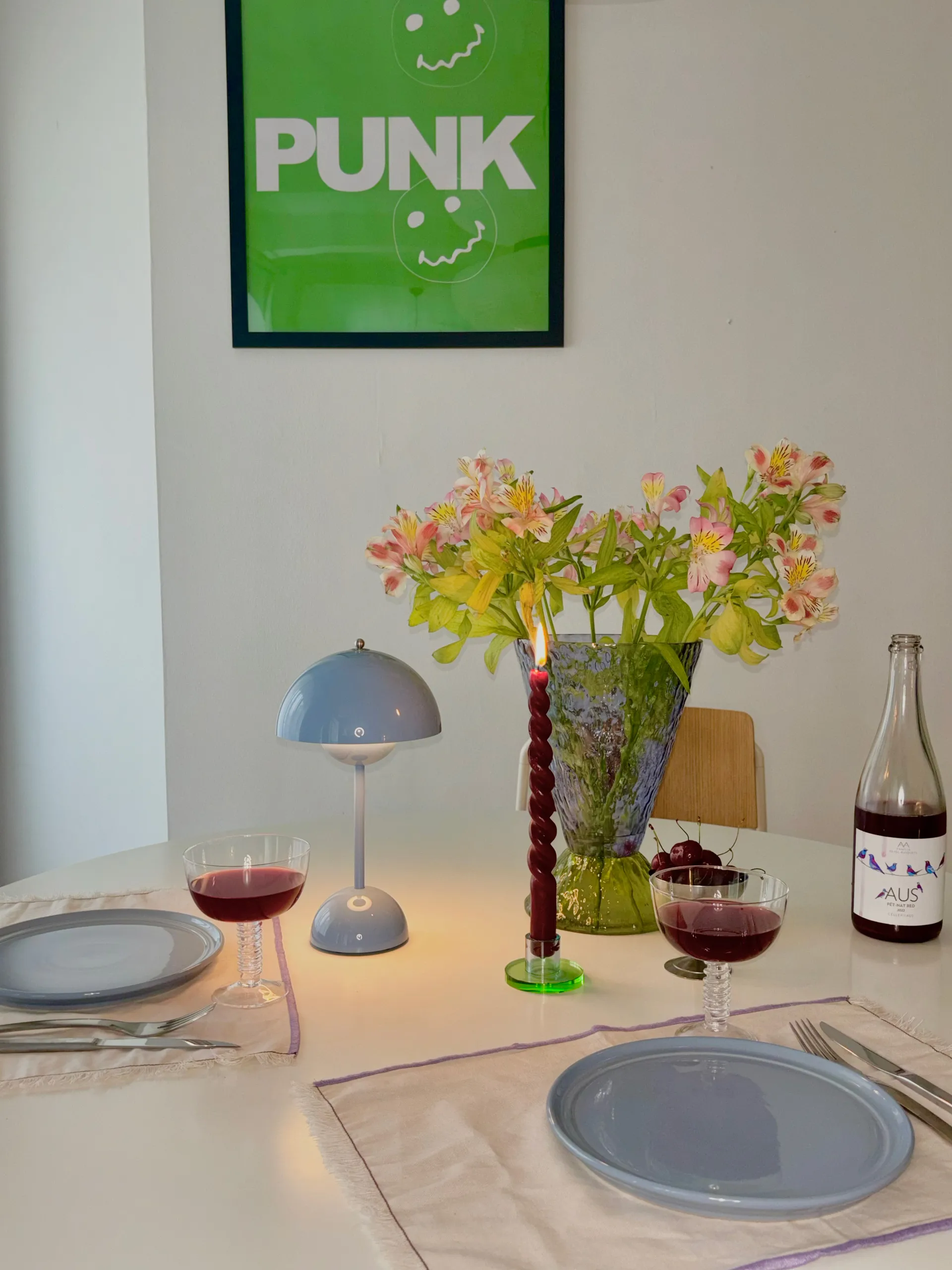 Astra candle holder small, Blue-green Hübsch Interior