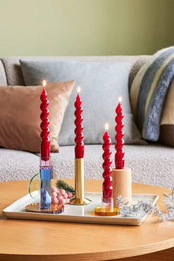 Astra candle holder small - Pink-orange - Hübsch Interior