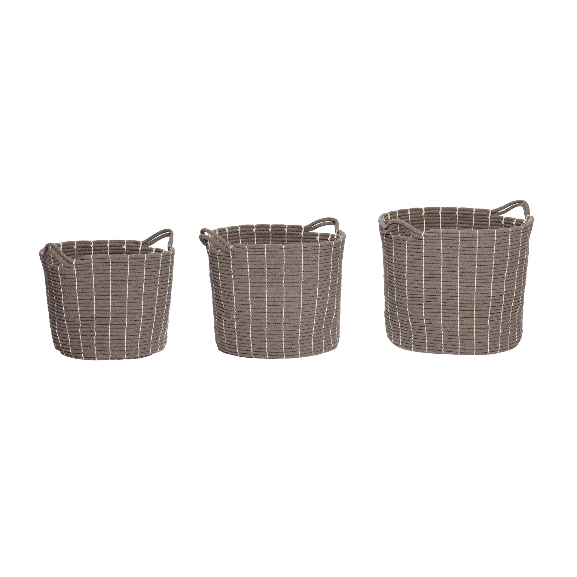 Basket of cotton with handles 3-pack, Round-cotton Hübsch Interior