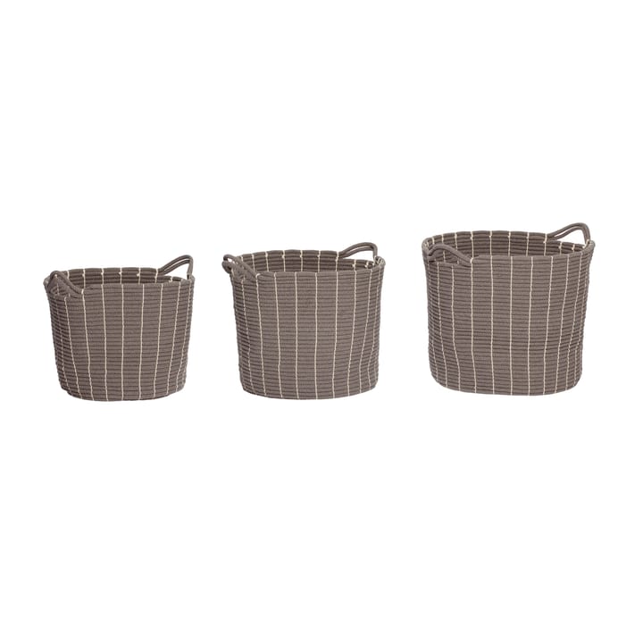 Basket of cotton with handles 3-pack - Round-cotton - Hübsch
