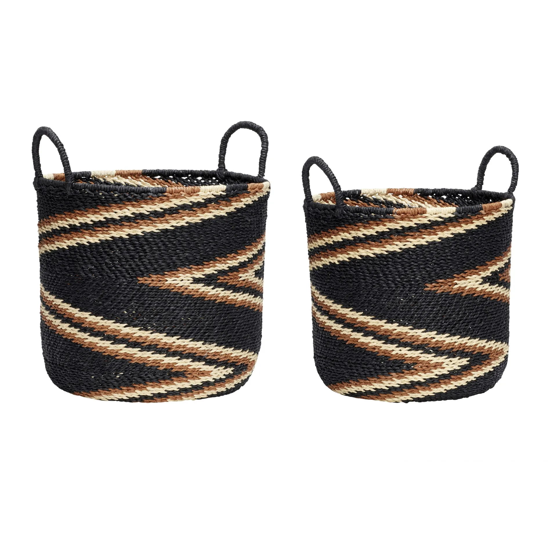 Baskets round 2-pack, Black-brown-nature Hübsch Interior