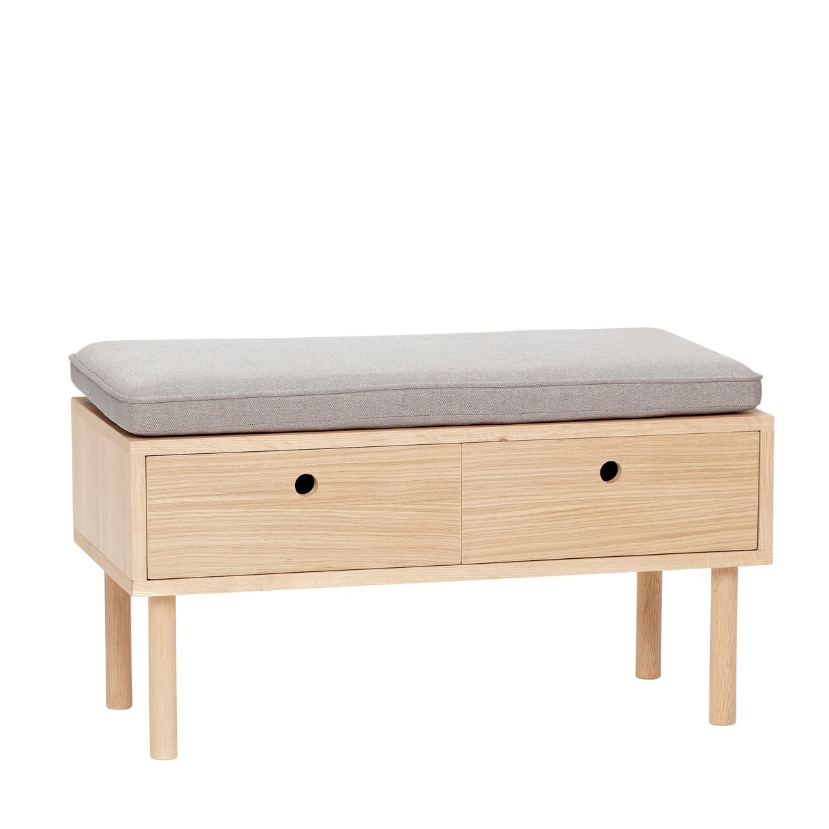 Hübsch Bench with cushion and drawers 40x85 cm Nature-grey