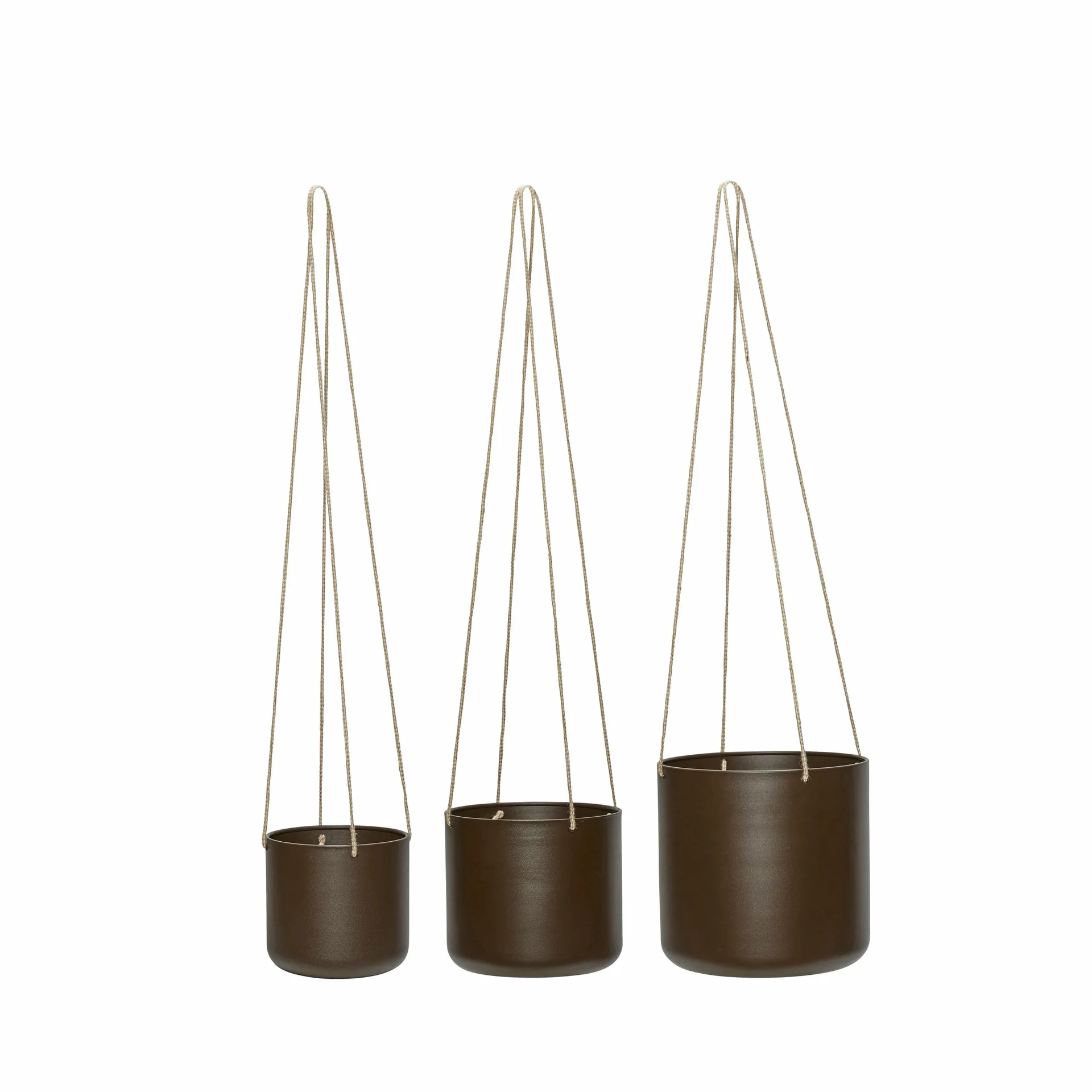 Bloom hanging pots 3-pack, Brown Hübsch Interior