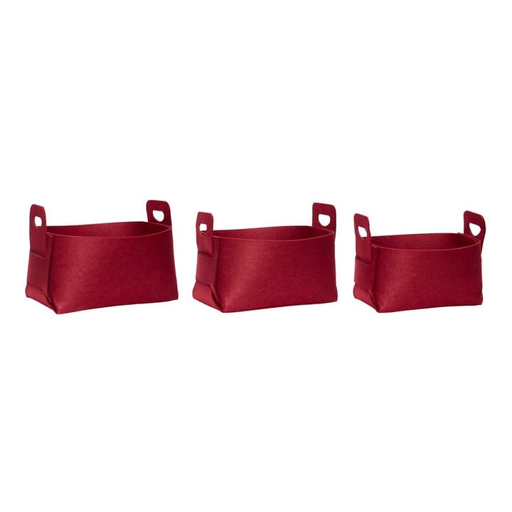 Felt basket 3 sizes, Red Hübsch Interior
