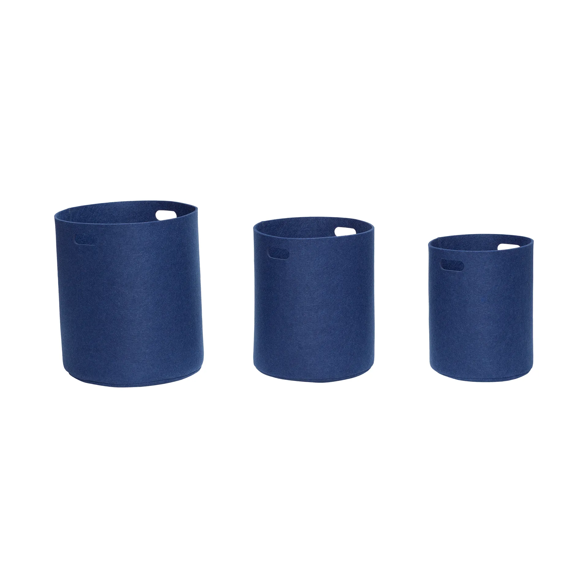 Felt basket round 3-pack, Blue Hübsch Interior