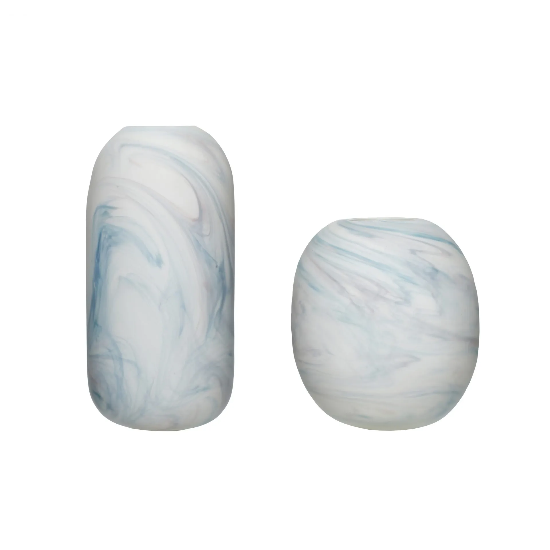 Hübsch vase 2-pack 15x17 cm, Marble-white-blue Hübsch