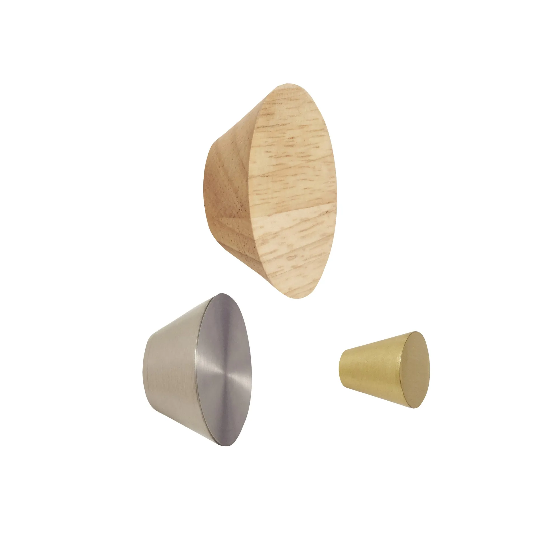 Knob 3-pack, Metal-wood-nickel-brass Hübsch Interior
