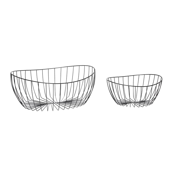 Metal black wire basket 2-pack - Black - Hübsch