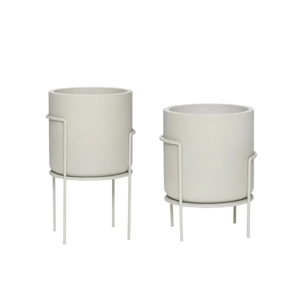Pot with legs 2-pack, Gray Hübsch