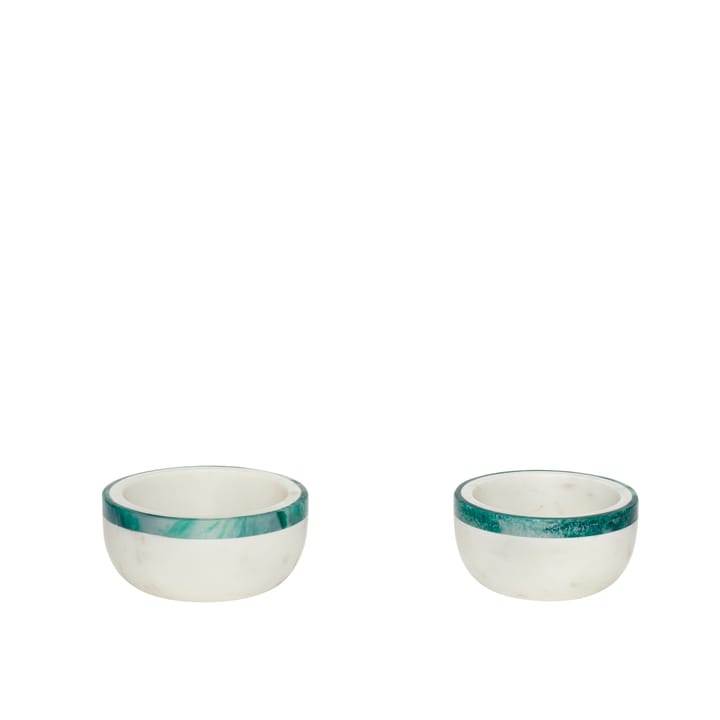Serving bowls 2-pack, Marble-white-green Hübsch